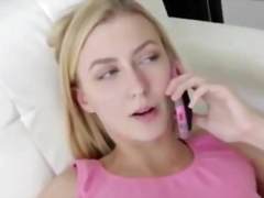 On the phone receiving facial while talking to her bf
