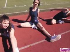 Blonde sexy teen runners gets very horny after practice