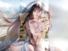 (3D ANIMATED AI-GENERATED MODELS) posing near the mountains in the meadow (with pussy masturbation ASMR sound!)