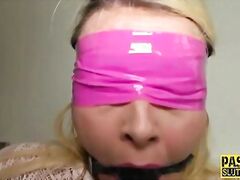 Bound and gagged submissive blonde banged