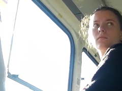 Girl looks at a dick for a long time in a tram