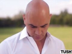 TUSHY Asshole-obsessed Emelie seduces her roommates' rich dad