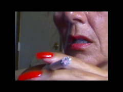 Lovely sexy smoking with super sexy  red nails fingernails