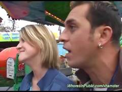 Horny couple fucking in public