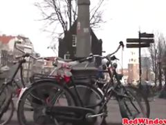 Stockinged dutch hooker pussylicked after bj