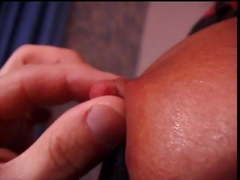 Cute blonde gagged and bound while her tits are fondled