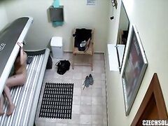 footage of teen girl in solarium