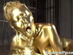 Japan babe giving a quality and golden blowjob in dungeon