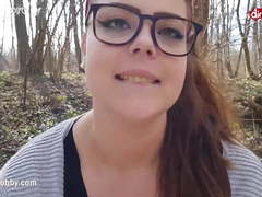 Big ass curvy teen gets an outdoor creampie in the woods