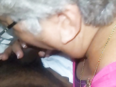 Mommy grandma giving a delicious dick sucking like a veteran