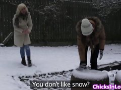 Gorgeous euro babes take turns licking pussy