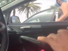 Dick Flash For Blue Haired Girl. She Smiles and Laughs.