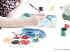 Skinny teen Kastiel gets oral and sensual sex