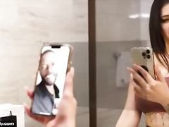 Busty lusty Latina loses lingerie for BFs bully boss