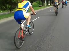 Women in bike shorts shiny