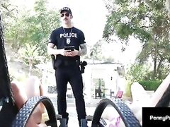 Fine Felons Penny Pax & Brooklyn Chase Suck Policeman’s Penis!