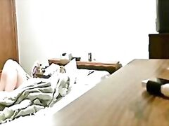 Hidden cam caught my mum on bed masturbating