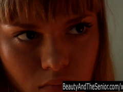 Sexy blond teen Lisa suck an old cock