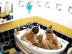 Blonde Teen Beauty Takes Cum in her Mouth after Bath Sex on RealCam