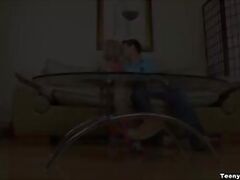 After a romantic dinner a teen couple make love