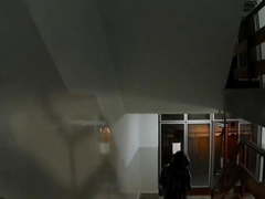 Cum on fur coat in public walk.