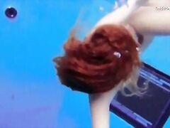 Katka Matrosova swimming naked alone in the pool