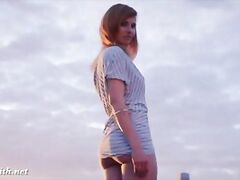 Jeny Smith public nudity on a roof top