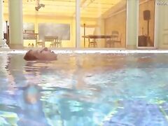 Irina Russaka strips naked in the swimming pool