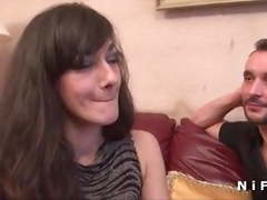 Casting of a pretty small titted brunette hard sodomized