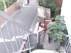 Busty Japanese cutie Hitomi gets ready for harsh threesome.