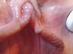 Neon Wand Close Up Pulsating Clit Orgasm