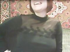 Russian mature with great tits teasing webcam