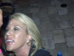 MILF sucks dicks and eats cum