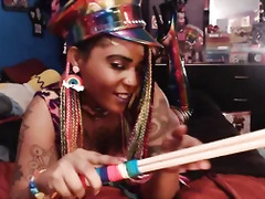 Black Dominatrix Caning Tease & Verbal Degradation