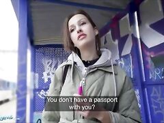 Public Agent Train Station smoker gets her tits out to pay