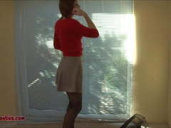 Lie down and jerk off underneath my skirt