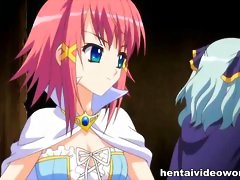 Anime girl in costume rides fat cock