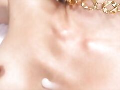 Pussy licked asian babe takes cumshot