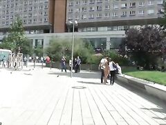 Blonde Czech teen showing her hot body naked in public