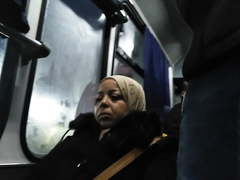 Woman can't stop looking at bulge