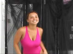 Christina Model in pink Swimsuit