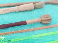 Urethral Fucking 2 knifes and peehole sounding with kitchen objects