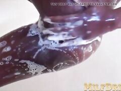 Adorable mature woman is all wet and horny under the shower