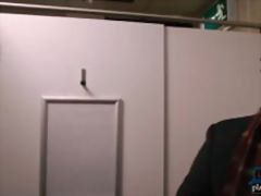 Black flight attendant fucks a frequent flyer in a toilet