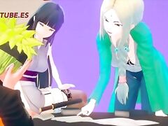 Naruto Hentai 3D - Naruto FUCKS Sakura UNDER THE TABLE WHILE TALKING TO Hinata AND Tsunade - Animation porn sex Anime Manga