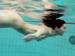 Shaved tight hottie Markova in the Czech pool