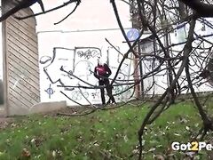 Blonde Cutie Pees In The Street