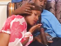 Ebony babe gets her cunt ridden by a hard fuck pole