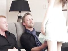 Stunning Timea having fun with two boys at once