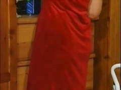 Mature milf strips and uses toy